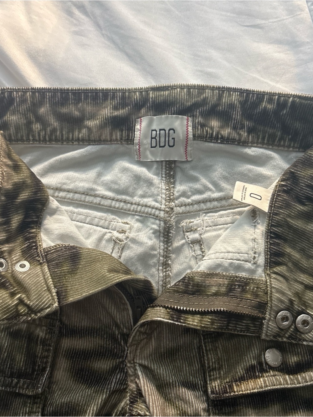 Urban Outfitters BDG Camo Olive-Tone Corduroy Pants